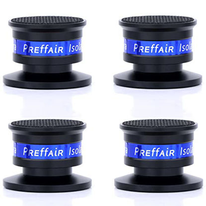 Picture of 4 Pack Audiophile Speaker Isolation Spikes, Aluminum Alloy Shockproof Stand Feet Mats, Adjustable Vibration Absorber Cone with Non-Slip Base Pad for Vinyl Turntable Record Player, Subwoofer.(Black)