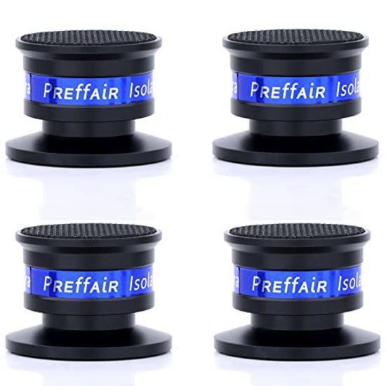 Picture of 4 Pack Audiophile Speaker Isolation Spikes, Aluminum Alloy Shockproof Stand Feet Mats, Adjustable Vibration Absorber Cone with Non-Slip Base Pad for Vinyl Turntable Record Player, Subwoofer.(Black)