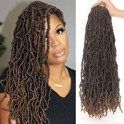 Picture of 24 Inch 6 Packs New Faux Locs Crochet Braids Curly Soft Locs Braiding Hair 21 Strands Pre-Looped Synthetic Goddess Locs Braiding Hair Extensions for Black Women (24Inch, T27#)