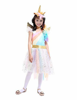 Picture of Rainbow Unicorn Costume Halloween Girls Dress Up Costumes for Party Special Occasion Medium