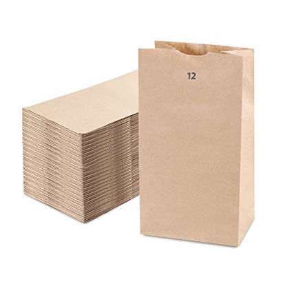 Picture of [500 Pack] Kraft Paper Bags 12 LB 13 x 7 x 4.5" - Heavy Duty Grocery Lunch Retail Shopping Durable Natural Brown Barrel Sack