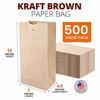Picture of [500 Pack] Kraft Paper Bags 12 LB 13 x 7 x 4.5" - Heavy Duty Grocery Lunch Retail Shopping Durable Natural Brown Barrel Sack