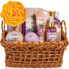 Picture of Spa Baskets For Women - Luxury Bath Set With Honey & Lavender - Spa Kit Includes Wash, Bubble Bath, Lotion, Bath Salts, Body Scrub, Body Spray, Shower Puff, Bathbombs, Soap and Towel