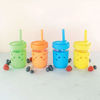 Picture of Elk and Friends Kids & Toddler Cups | The Original Glass Mason Jars 8 oz with Silicone Sleeves & Silicone Straws with Stoppers | Smoothie Cups | Spill Proof Sippy Cups for Toddlers