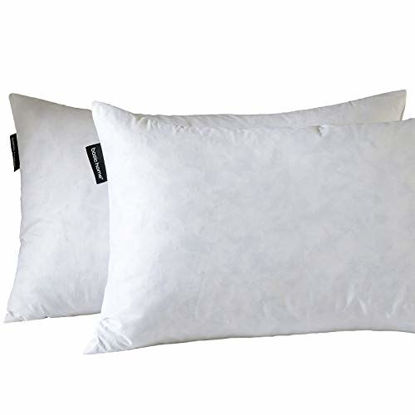 Picture of 14x24 Decorative Throw Pillow Inserts-Down Feather Pillow Inserts-Oblong-Cotton Fabric-Set of 2-White