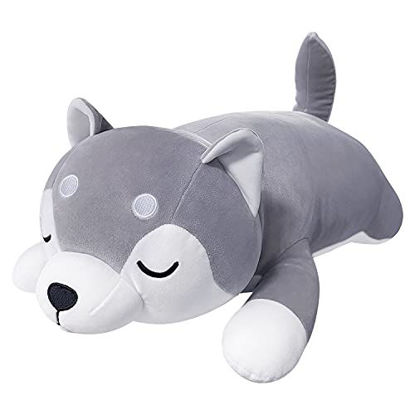 Picture of Husky Stuffed Animal Throw Pillow, Huskies Anime Body Pillow, Kawaii Plush Stuff Animal, Big Plushie Stuffed Dog Squishy Pillow Gifts for Boys Girls (30")