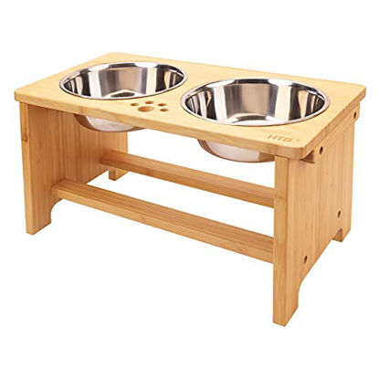 Picture of Elevated Dog Bowls,Raised Dog Bowl Stand with 2 Stainless Steel Bowls,Dog Food Water Bowls