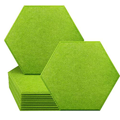 Picture of JBER Professional Hexagon Acoustic Foam Panels, Sound Proof Padding Soundproofing Absorption Panel, 14 X 12 X 0.4 High Density Beveled Edge Wall Tiles for Acoustic Treatment,12 Pack - Fruit Green