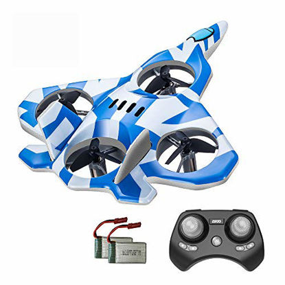 Picture of Zego F22 Remote Control Drone for Kids and Beginne, Easy to Fly and Hover, RC Quadcopter Fighter Jet with 360° Flip, LED Light Indication, 4 Blade Propellers, Upgraded 2 Batteries, Best Gift for Kids