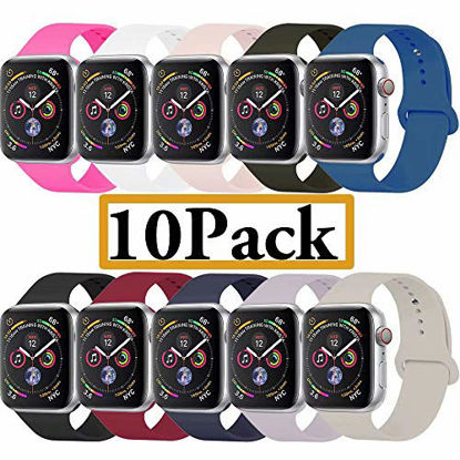 Picture of YANCH Compatible with for Apple Watch Band 38mm 40mm, Soft Silicone Sport Band Replacement Wrist Strap Compatible with for iWatch Nike+,Sport,Edition,S/M,Size,10 Pack