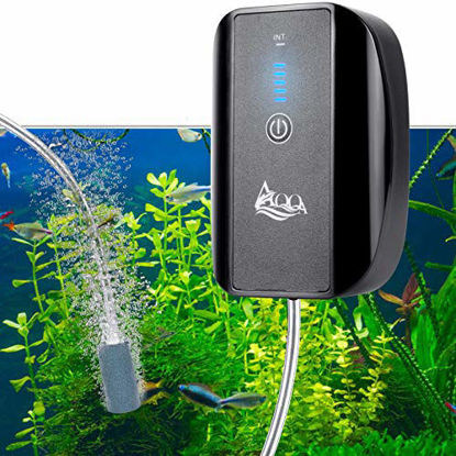 Picture of AQQA Aquarium Lithium Battery Air Pump,Multifunctional Rechargeable Energy Saving Power Quiet Oxygen Pump, Dual Outlets with Air Stone,3500mAh Battery Suitable for Indoors Power Outages Fishing 5W