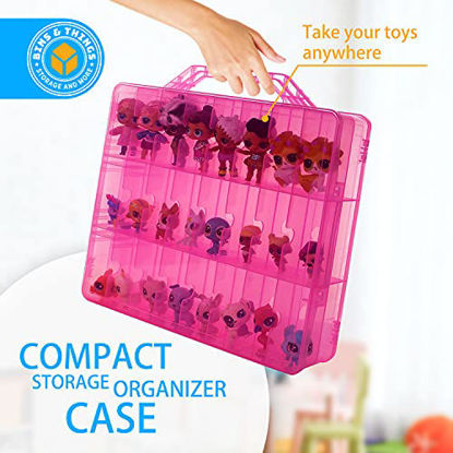 Picture of Bins & Things Toys Organizer Storage Case with 48 Compartments Compatible with LOL Surprise Dolls, LPS Figures, Shopkins and Calico Critters