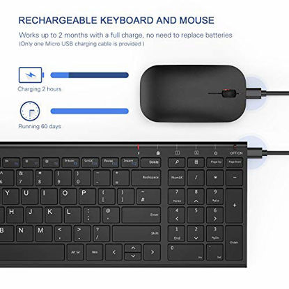 Picture of Seenda Ultra Slim Low Profile Wireless Keyboard and Mouse Combo with Number Pad for Windows Devices, Black