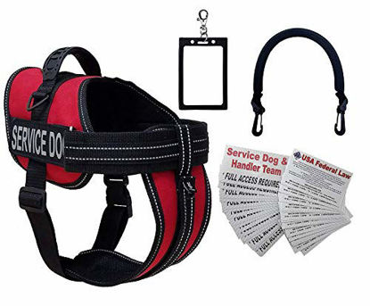 Picture of Activedogs Service Dog Vest Harness + Free Clip-on Bridge Handle + Free Clip-on ID Carrier + Free ADA Cards + Free Reflective Service Dog Patches (S (Girth 19-24), Red)