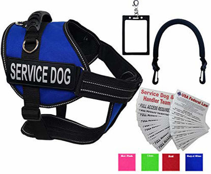Picture of Activedogs Service Dog Vest Harness + Free Clip-on Bridge Handle + Free Clip-on ID Carrier + Free ADA Cards + Free Reflective Service Dog Patches (L (Girth 25-35), Royal Blue)