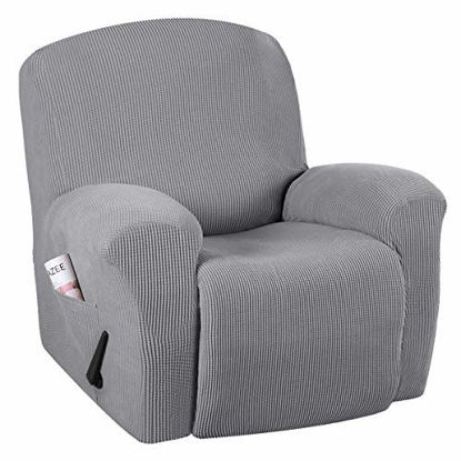 Picture of H.VERSAILTEX Super Stretch Couch Covers Recliner Covers Recliner Chair Covers Form Fitted Standard/Oversized Power Lift Reclining Slipcovers, Feature Soft Thick Jacquard, Dove, 1 Pack