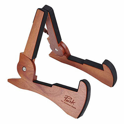 Picture of Wooden Guitar Stand Instrument Stand Portable Collapsible Guitar Holder for Acoustic Classical Guitar(Mahogany)