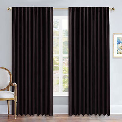 Picture of NICETOWN Window Curtains Blackout Drapery Panels - (Toffee Brown Color) 70 inches x 84 inch, 2 Pieces Set, Solid Blackout Drapes for Theater