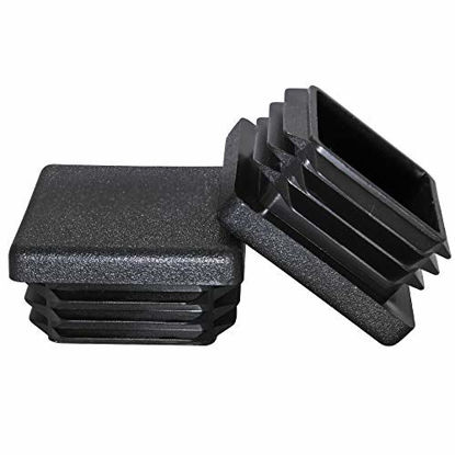 Picture of Prescott Plastics 1.25" Inch Square Plastic Plug Insert (50 Pack), Black End Cap for Metal Tubing, Fence, Glide Insert for Pipe Post, Chairs and Furnitures
