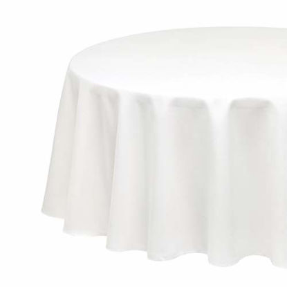 Picture of Amazon Basics Round Washable Polyester Fabric Tablecloth - Round 70", White, Pack of 4
