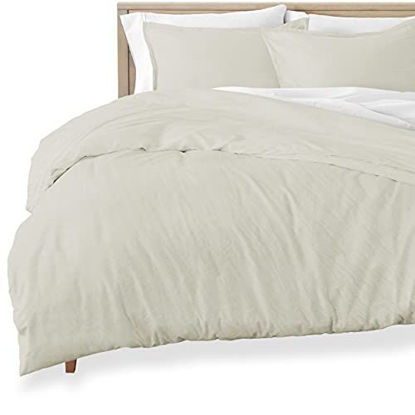 Picture of Bare Home Sandwashed Duvet Cover Queen Size - Premium 1800 Collection Duvet Set - Cooling Duvet Cover - Super Soft Duvet Covers (Queen, Sandwashed Fog)