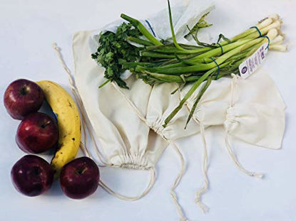 Picture of Cotton Double Drawstring Muslin Bag. 100% Organic Cotton. Pack of 100 (4 x 6 Inches)