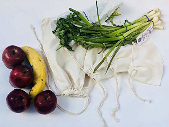 Picture of Cotton Double Drawstring Muslin Bag. 100% Organic Cotton. Pack of 100 (4 x 6 Inches)