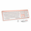 Picture of iClever GK08 Wireless Keyboard and Mouse - Rechargeable Wireless Keyboard Ergonomic Full Size Design with Number Pad, 2.4G Stable Connection Slim White Keyboard and Mouse for Windows, Mac OS Computer