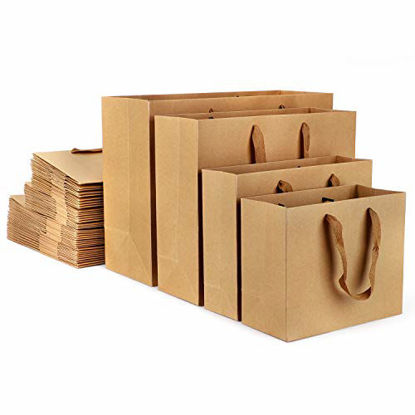 Saving Nature 12.6 x 8.3 x 11.2 inch Paper Shopping Bags, 100 Sturdy Bags with Handles - Durable, for Groceries, Gifts, or Merchandise, Kraft Paper Re