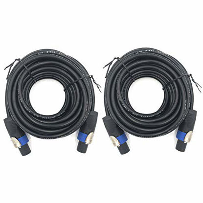 Picture of 2 Pack 50ft Pro Speakon to Speakon Cable, Pair 12AWG Patch Cords, Professional Speakon Audio Cable Cord with NL4FC Connector