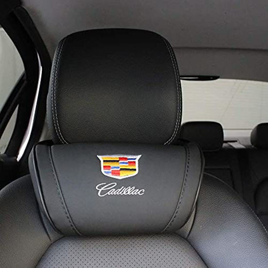 GetUSCart- Car Sales Fit Cadillac Pillow Genuine Leather Hanging Car Seat  Pillow Neck Support Head Rest Headrest Cushion Pad Car Accessories  1PC(Black)