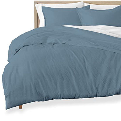 Picture of Bare Home Sandwashed Duvet Cover Queen Size - Premium 1800 Collection Duvet Set - Cooling Duvet Cover - Super Soft Duvet Covers (Queen, Sandwashed Blue Sea)