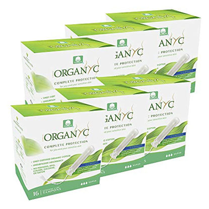 Picture of Organyc 100% Certified Organic Cotton Tampons - Plant-Based Eco-Applicator - 96 Count, Super Flow
