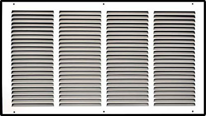 Picture of 24" X 12" Steel Return Air Grille | HVAC Vent Cover Grill for Sidewall and Ceiling, White | Outer Dimensions: 25.75"W X 13.75"H for 24x12 Duct Opening
