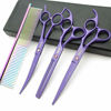 Picture of Kingstar 7.0in. Matt Purple Professional Pet Grooming Scissors Set,Straight & Thinning & Curved Scissors Set with Comb,case,A429