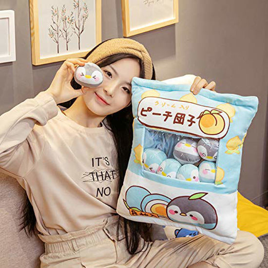 Picture of Cute Bag of Penguin Plush Toy Soft Throw Pillow Stuffed Animal Toys Creative Gifts Room Decor Creative Gifts for Girls