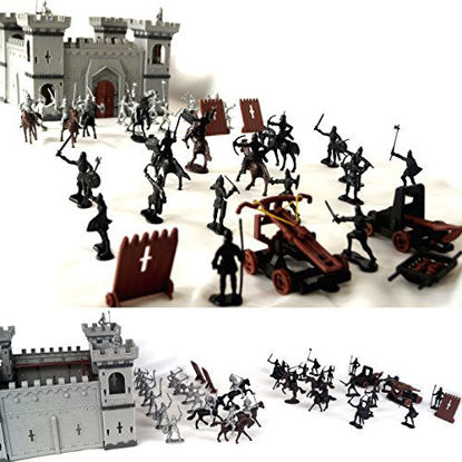 Picture of Cp-Tree DIY Castle Building The Medieval Times Middle Ages Military Plastic Fort Model Kit Set with Figures Soldier Knight Simulated Siege War of Attack