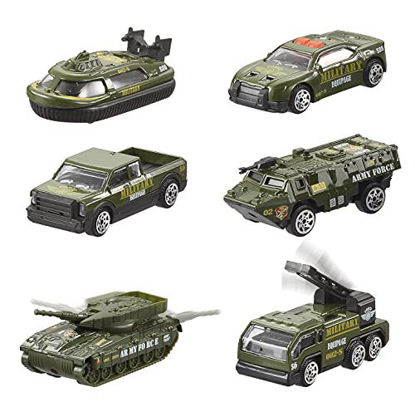 Picture of JOYIN 14 in 1 Die-cast Military Truck Army Vehicle Toy Set with Soldier Men, Mini Battle Car Toy in Carrier Truck with Lights and Sounds, Kids Birthday Gifts for Over 3 Years Old Boys