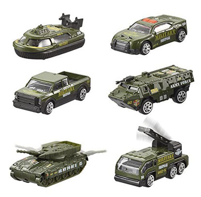 Picture of JOYIN 14 in 1 Die-cast Military Truck Army Vehicle Toy Set with Soldier Men, Mini Battle Car Toy in Carrier Truck with Lights and Sounds, Kids Birthday Gifts for Over 3 Years Old Boys