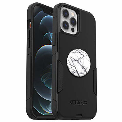 Picture of Bundle: OtterBox Commuter Series Case for iPhone 12 Pro Max - (Black) + PopSockets PopGrip - (Dove White Marble)