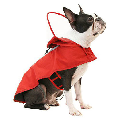 Picture of Gooby - Raincoat, Adjustable Rain Cap with See Through Visor, Red, X-Large