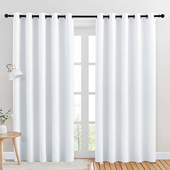 Picture of NICETOWN 50% Light Blocking Curtain Panels for Bedroom, Home Decoration Easy Care Grommet Draperies / Drapes, Window Covering for Kitchen (2 Panels, 70 by 84, White)