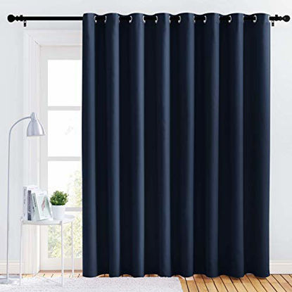 Picture of NICETOWN Extra Wide Curtain for Patio - (120 inches Wide x 84 inches Long, Navy, 1 Piece) Home Decoration Grommet Top Drape, Bedroom Panel