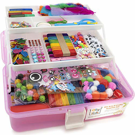  Olly Kids Arts and Crafts Supplies for Kids Girls 4 5 6 7 8 9  10 11 & 12- Ultimate Crafting Supply Set in Portable 3 Layered Plastic Art  Box : Toys & Games