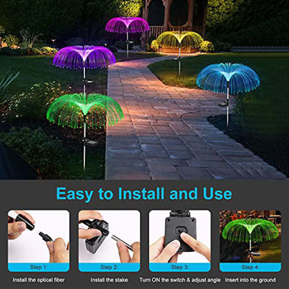 Picture of Solar Flower Lights Outdoor Garden Waterproof, Vosaro Solar Yard Lights Jellyfish Decorative, 7 Color Changing Solar Powered Stake Light for Patio Pathway Lawn Holiday Christmas Decor, 3 PCS