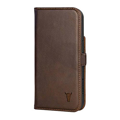 Picture of TORRO Cell Phone Case Compatible with iPhone 13 Pro - Quality, Genuine Leather Cover with Card Slots and Horizontal Viewing Stand (Dark Brown)