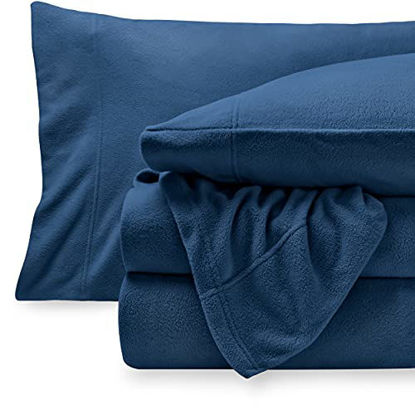 Picture of Bare Home Super Soft Fleece Sheet Set - Twin Size - Extra Plush Polar Fleece, No-Pilling Bed Sheets - All Season Cozy Warmth (Twin, Dark Blue)