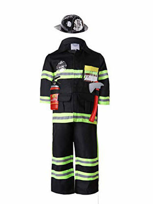 Picture of yolsun Black Fireman Costume for Kids, Boys' and Girls' Firefighter Dress up(3 Years,black)