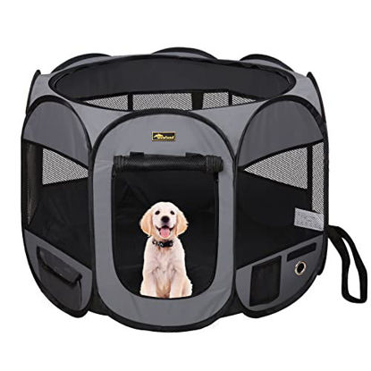 Picture of WOWLAND Foldable Pet Playpen - Portable Dog Playpen for Small Medium Dogs with Removable Mesh Cover, Collapsible Exercise Puppy Cat Playpen Dog Tent for Indoor Outdoor Use, No Assembly Required