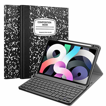 Picture of Fintie Keyboard Case for iPad Air 4 10.9 Inch 2020 - [Built-in Pencil Holder] Soft TPU Back Cover with Magnetically Detachable Wireless Bluetooth Keyboard for iPad Air 4th Generation, Composition Book